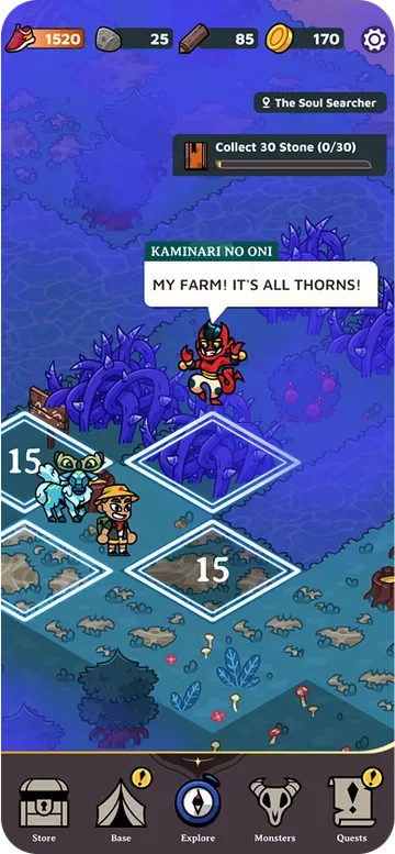Monster Walk screenshot: exploring the map with your monsters