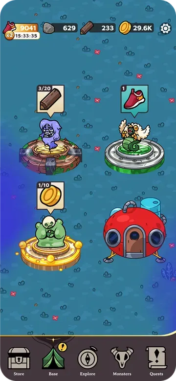 Monster Walk screenshot: your monster base