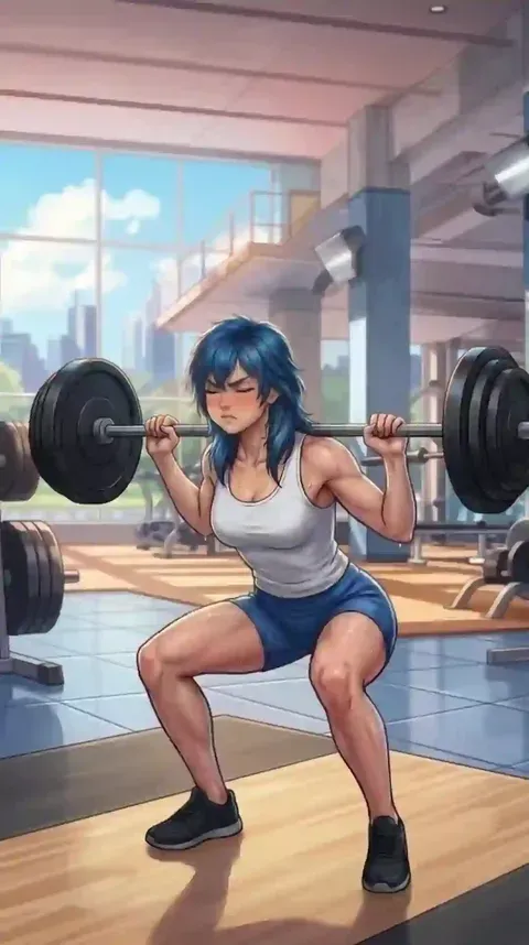Anna working out at the gym