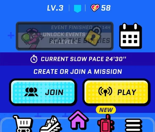 Run Legends home screen with Join and Play buttons